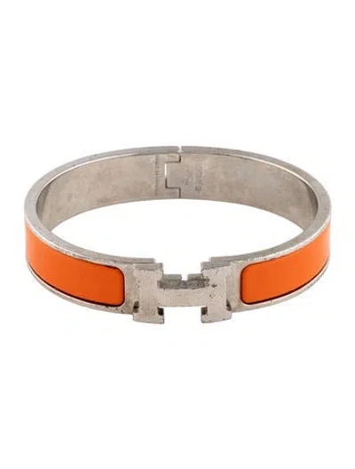 Pre-owned Hermes Clic H Bracelet, 6.25" In Orange