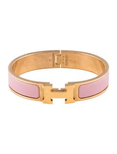 Pre-owned Hermes Clic H Bracelet, 6.25" In Pink