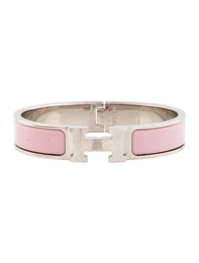 Pre-owned Hermes Clic H Bracelet, 6.25" In Pink