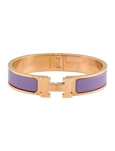 Pre-owned Hermes Clic H Bracelet, 6.25" In Purple