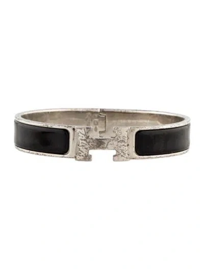 Pre-owned Hermes Clic H Bracelet, 6.75" In Black