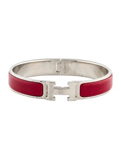 Pre-owned Hermes Clic H Bracelet, 7" In Red