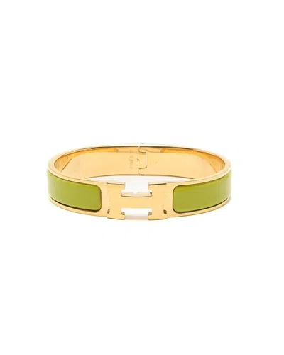 Pre-owned Hermes Hermès Clic H Bracelet In Green