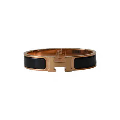 Pre-owned Hermes Clic H Bracelet Narrow Pm Gold Black