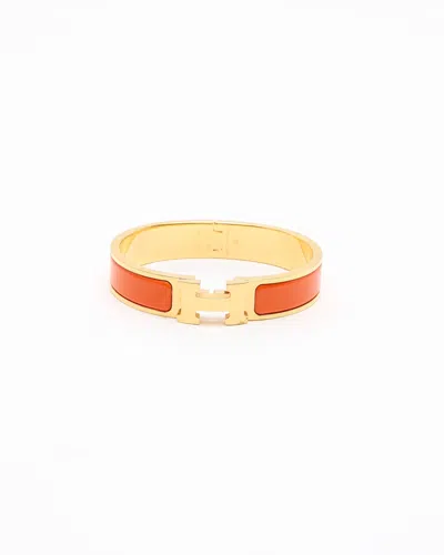 Pre-owned Hermes Hermès Clic H Bracelet In Orange