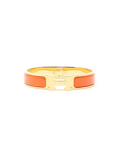 Pre-owned Hermes Hermès Clic H Bracelet In Orange