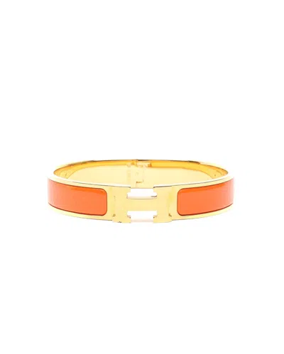Pre-owned Hermes Hermès Clic H Bracelet In Orange
