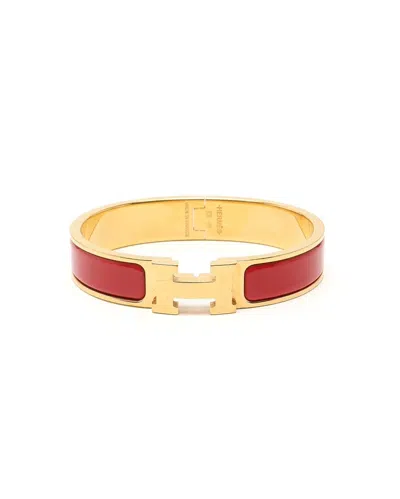 Pre-owned Hermes Hermès Clic H Bracelet In Red