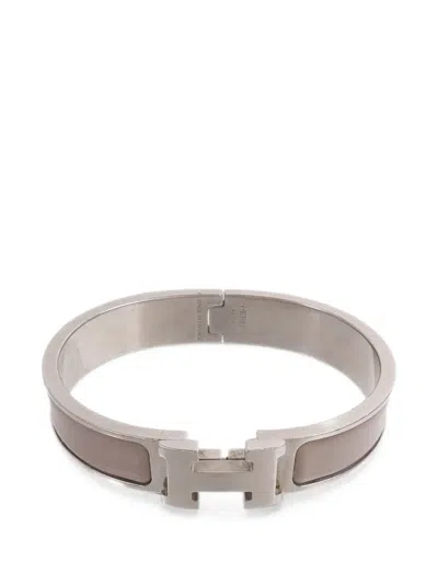 Pre-owned Hermes Clic H Bracelet In Silver