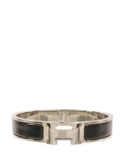 Pre-owned Hermes Clic H Bracelet In Silver