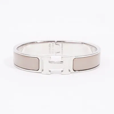 Pre-owned Hermes Clic H Bracelet Silver Enamel Pm