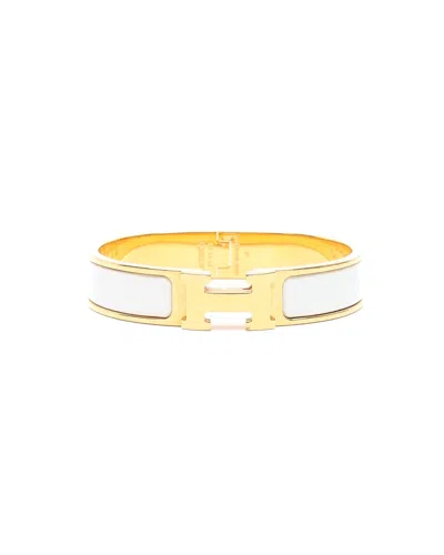 Pre-owned Hermes Hermès Clic H Bracelet In White