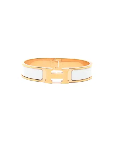 Pre-owned Hermes Hermès Clic H Bracelet In White