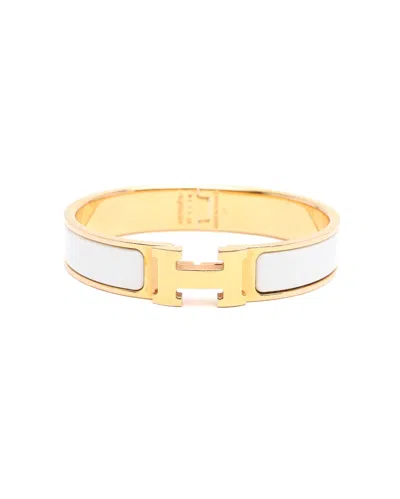 Pre-owned Hermes Hermès Clic H Bracelet In White