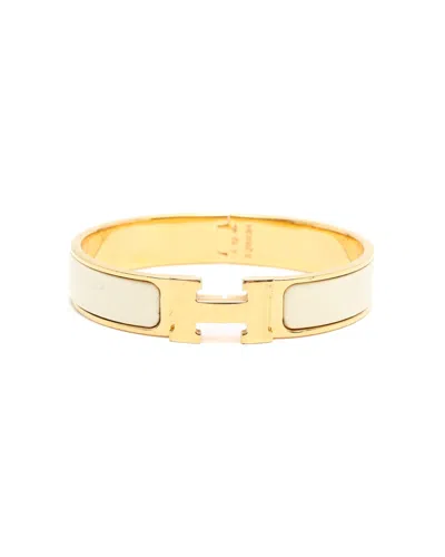 Pre-owned Hermes Hermès Clic H Bracelet In White