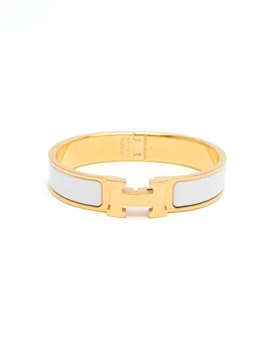 Pre-owned Hermes Hermès Clic H Bracelet In White