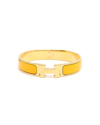 Pre-owned Hermes Hermès Clic H Bracelet In Yellow