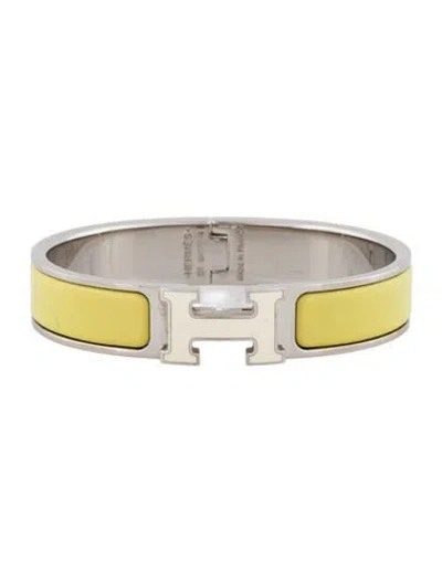 Pre-owned Hermes Clic H Enamel At Turnlock Bangle Bracelet, 6.25" In Multi
