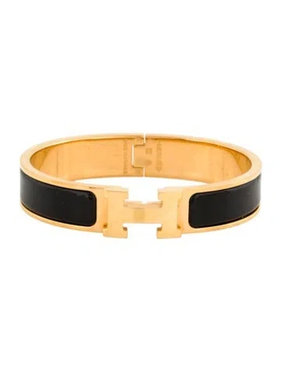 Pre-owned Hermes Clic H Enamel Bangle Bracelet, 6.25" In Multi