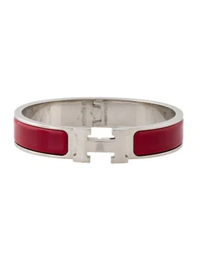 Pre-owned Hermes Clic H Enamel Bangle Bracelet, 6.25" In Multi
