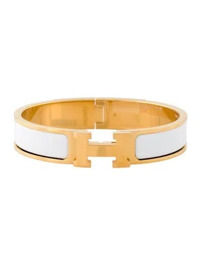 Pre-owned Hermes Clic H Enamel Bangle Bracelet, 6.25" In Multi