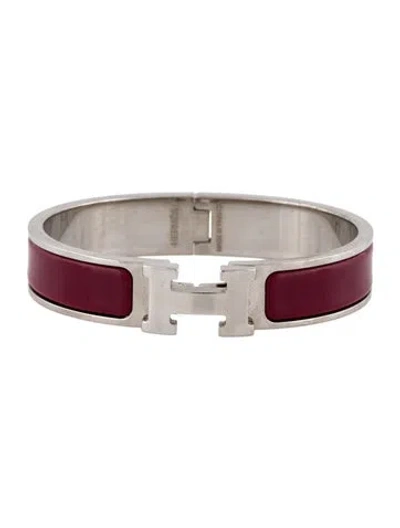 Pre-owned Hermes Clic H Enamel Bangle Bracelet, 6.25" In Multi