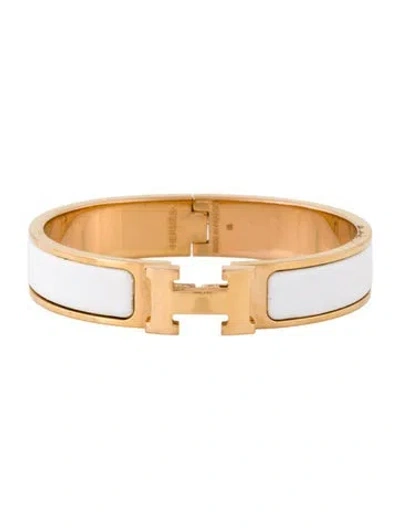 Pre-owned Hermes Clic H Enamel Bangle Bracelet, 6.25" In Multi