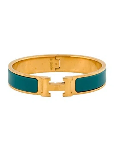 Pre-owned Hermes Clic H Enamel Bangle Bracelet, 6.25" In Multi