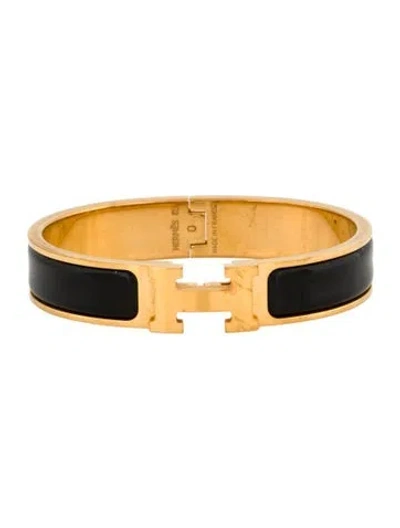 Pre-owned Hermes Clic H Enamel Bangle Bracelet, 6.25" In Multi