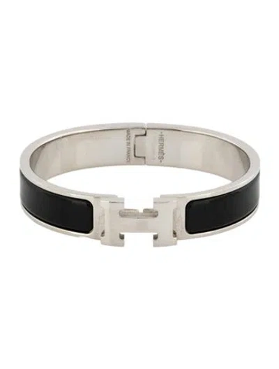 Pre-owned Hermes Clic H Enamel Bangle Bracelet, 6.25" In Multi