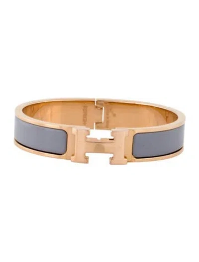 Pre-owned Hermes Clic H Enamel Bangle Bracelet, 6.25" In Multi
