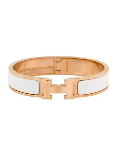 Pre-owned Hermes Clic H Enamel Bangle Bracelet, 6.25" In Multi