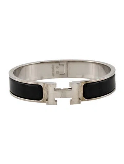 Pre-owned Hermes Clic H Enamel Bangle Bracelet, 6.25" In Multicolor