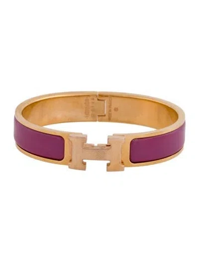 Pre-owned Hermes Clic H Enamel Bangle Bracelet, 6.5" In Multi