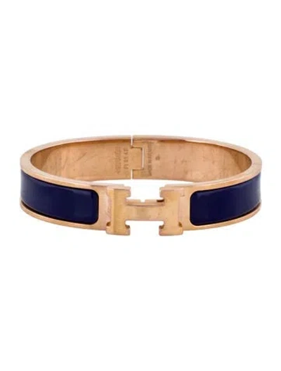 Pre-owned Hermes Clic H Enamel Bangle Bracelet, 6.5" In Multi