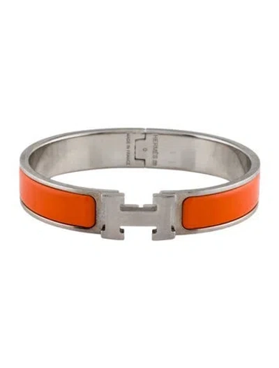 Pre-owned Hermes Clic H Enamel Bangle Bracelet, 6.5" In Multi