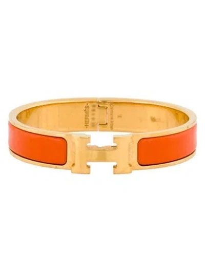 Pre-owned Hermes Clic H Enamel Bangle Bracelet, 6.5" In Multi