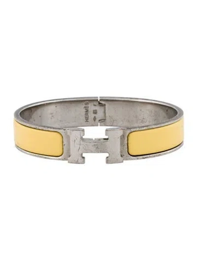 Pre-owned Hermes Clic H Enamel Bangle Bracelet, 6.5" In Multi