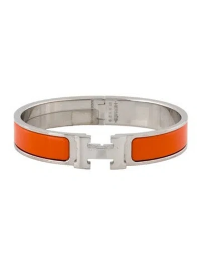 Pre-owned Hermes Clic H Enamel Bangle Bracelet, 6.75" In Multi
