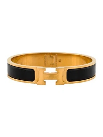 Pre-owned Hermes Clic H Enamel Bangle Bracelet, 6.75" In Multi