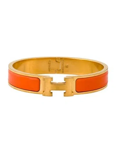 Pre-owned Hermes Clic H Enamel Bangle Bracelet, 6.75" In Multi
