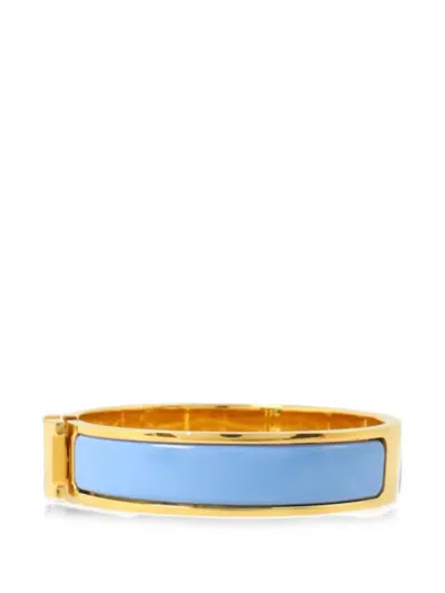 Pre-owned Hermes Clic H Enamel Bangle Bracelet In Gold