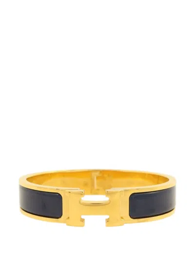Pre-owned Hermes Clic H Enamel Bracelet In Gold