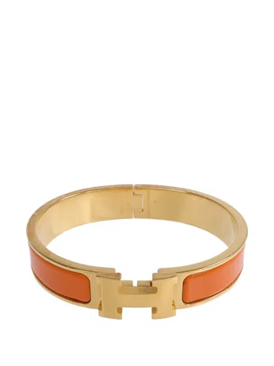 Pre-owned Hermes Clic H Enamel Bracelet In Gold