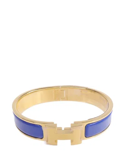 Pre-owned Hermes Clic H Enamel Bracelet In Gold