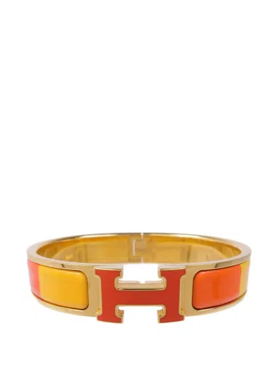 Pre-owned Hermes Clic H Enamel Bracelet In Gold
