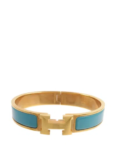 Pre-owned Hermes Clic H Enamel Bracelet In Gold
