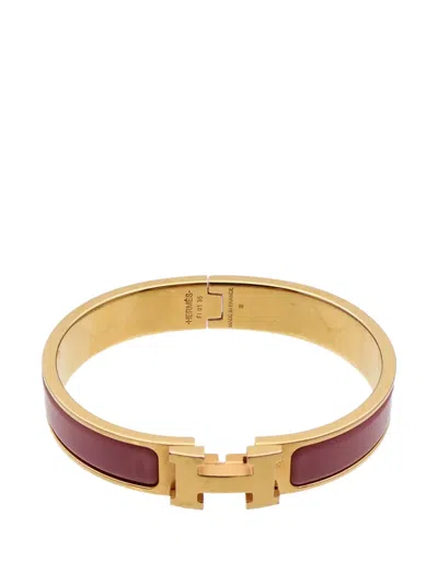 Pre-owned Hermes Clic H Enamel Bracelet In Gold