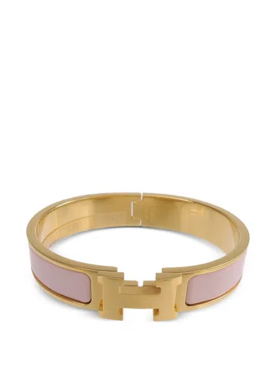 Pre-owned Hermes Clic H Enamel Bracelet In Gold