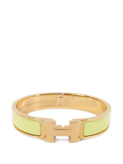 Pre-owned Hermes Clic H Enamel Bracelet In Gold